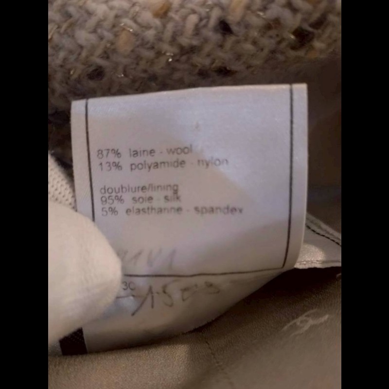 Chanel 灰色毛呢編金蔥外套-28