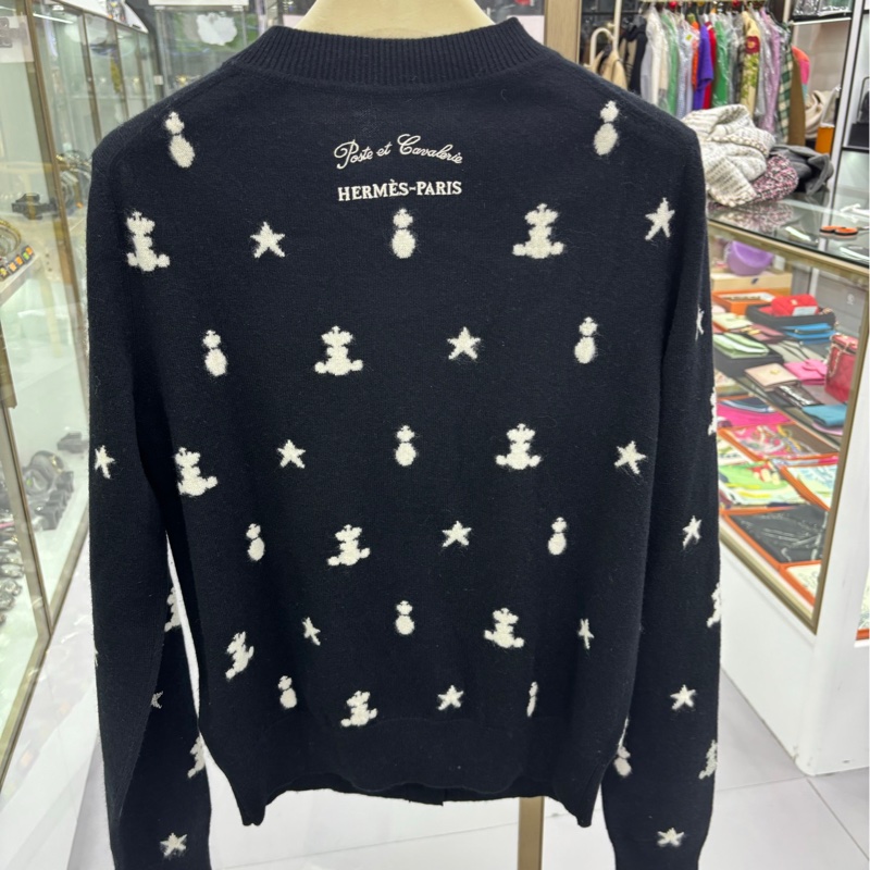 Hermes愛馬仕春夏爆款羊絨衫 米奇刺繡針織開襟衫 38碼-1