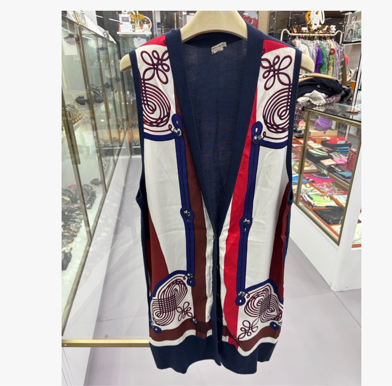 Hermes 愛馬仕真絲羊絨 長馬甲 36碼-0