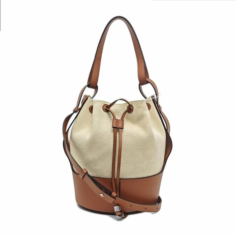 LOEWE Balloon棕色帆布單肩包