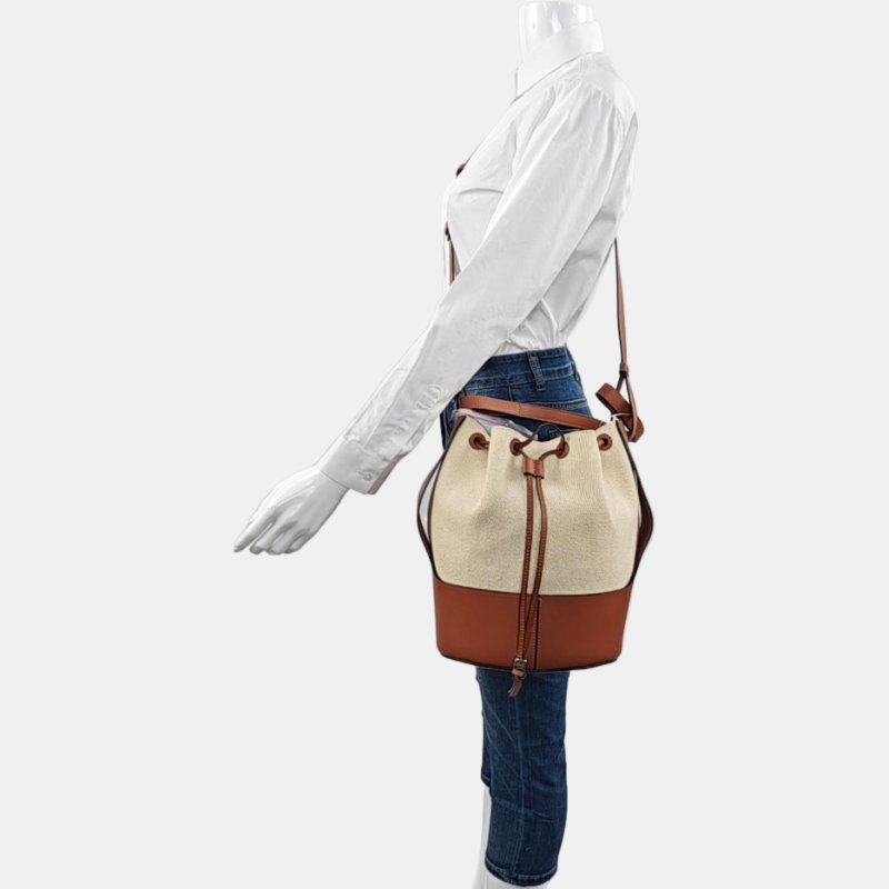 LOEWE Balloon棕色帆布單肩包-1