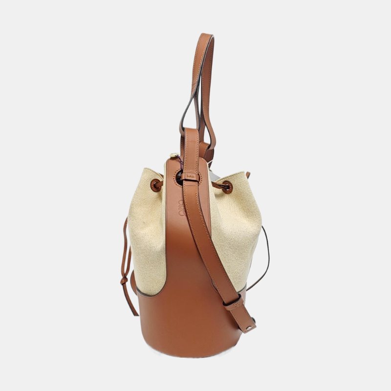 LOEWE Balloon棕色帆布單肩包-3