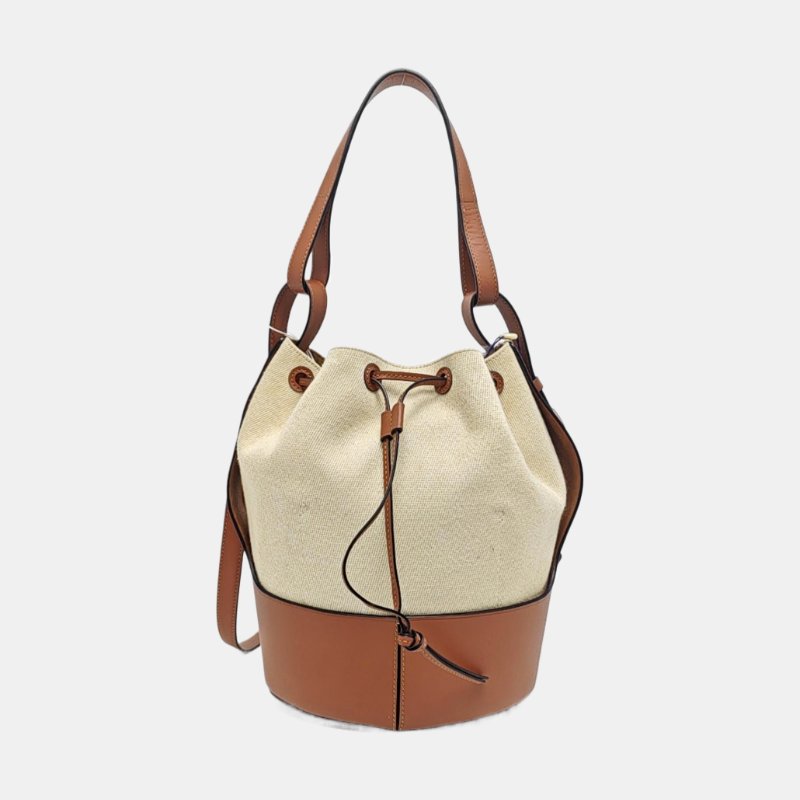 LOEWE Balloon棕色帆布單肩包-4