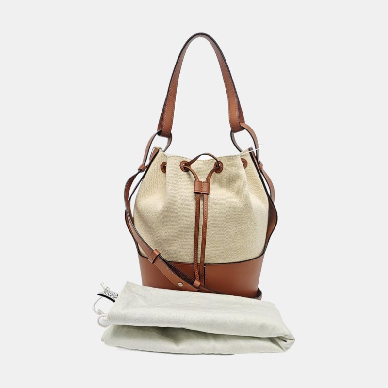 LOEWE Balloon棕色帆布單肩包-7