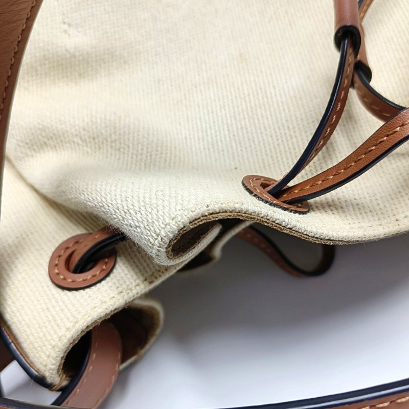 LOEWE Balloon棕色帆布單肩包-14