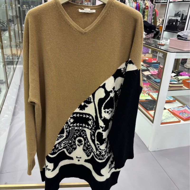 Hermes/愛馬仕拼色羊絨毛衣 34碼-0