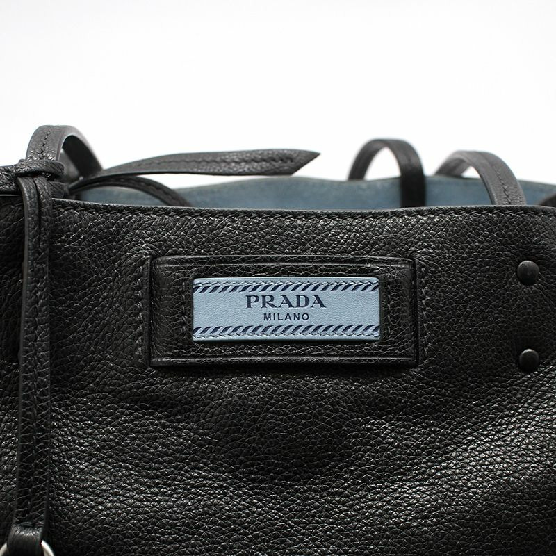 【包稅】PRADA 1BG121 黑色小牛皮禮儀銀色鉚釘肩包-5