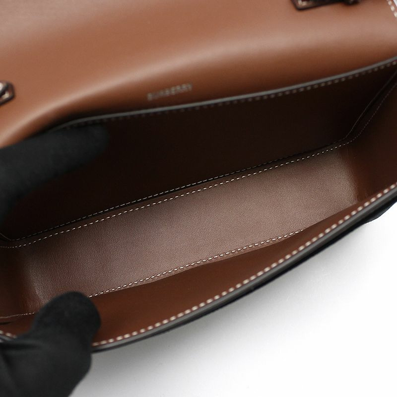 【包稅】BURBERRY 科技棉棕色皮革新罕布夏州筆記迷你斜背包-8