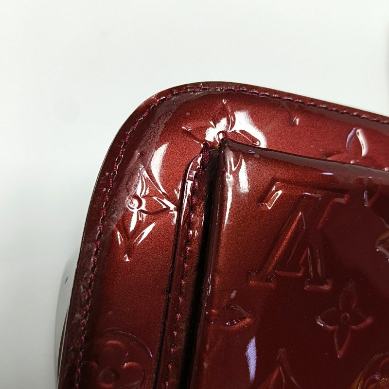 LOUIS VUITTON MIRADA酒紅色漆皮壓紋單肩包手提包斜挎包金色五金可拆卸肩帶-9