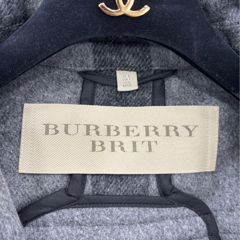BURBERRY灰黑色格子羊毛大衣外套4碼 附防塵袋 衣長78胸圍100肩寬38肩寬60-4