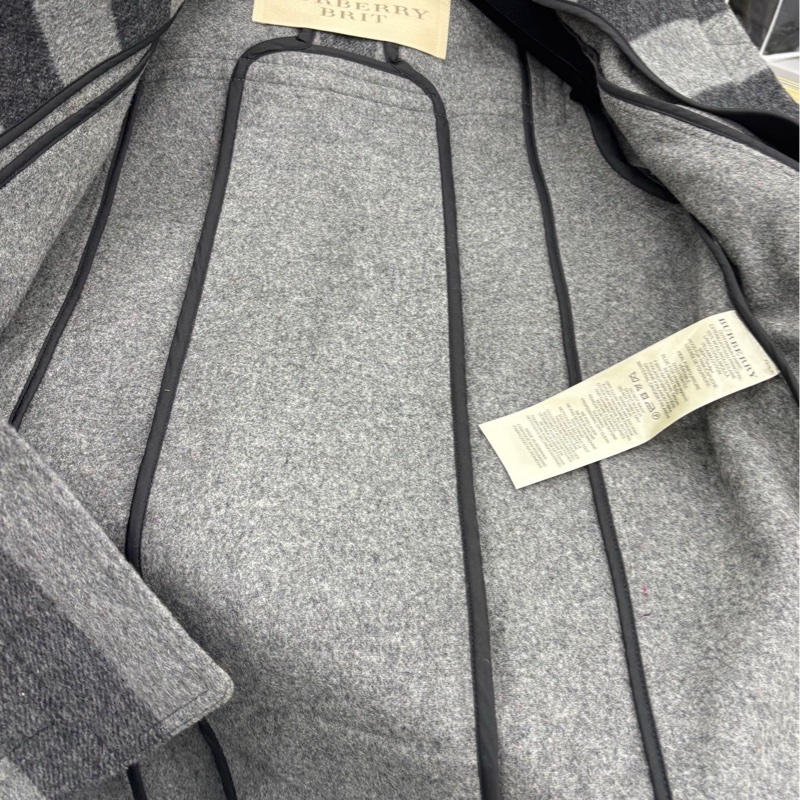 BURBERRY灰黑色格子羊毛大衣外套4碼 附防塵袋 衣長78胸圍100肩寬38肩寬60-5
