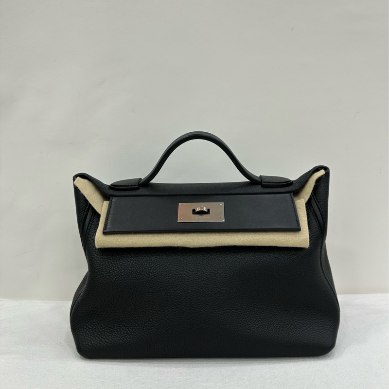 HERMES愛馬仕2424-29 黑色 銀扣 D刻 有肩帶 塵袋 小票-1