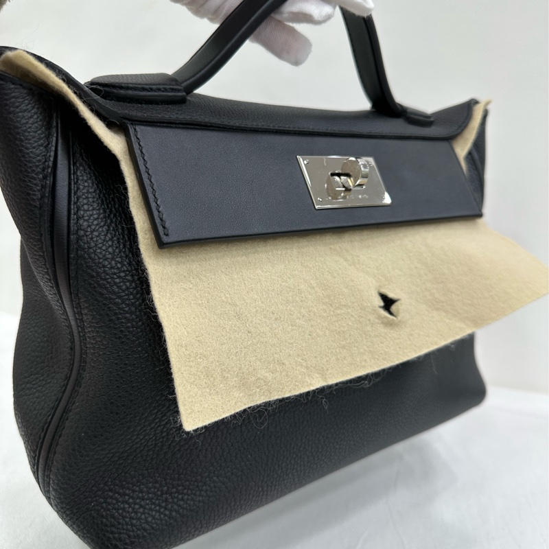 HERMES愛馬仕2424-29 黑色 銀扣 D刻 有肩帶 塵袋 小票-7