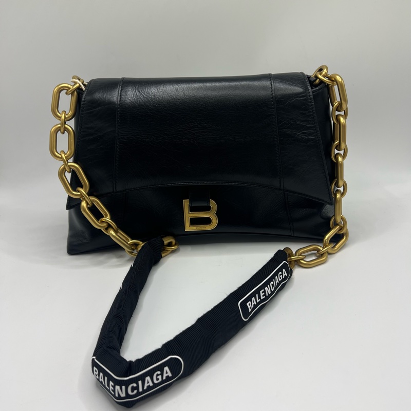 BALENCIAGA/巴黎世家黑色downtown单肩斜挎沙漏包-0