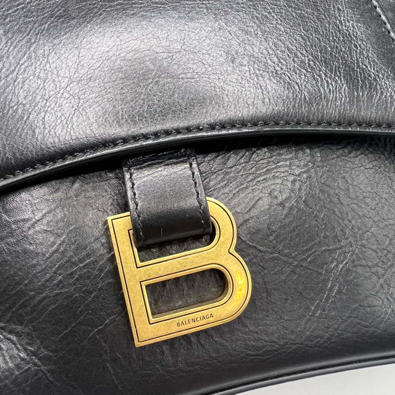 BALENCIAGA/巴黎世家黑色downtown单肩斜挎沙漏包-9