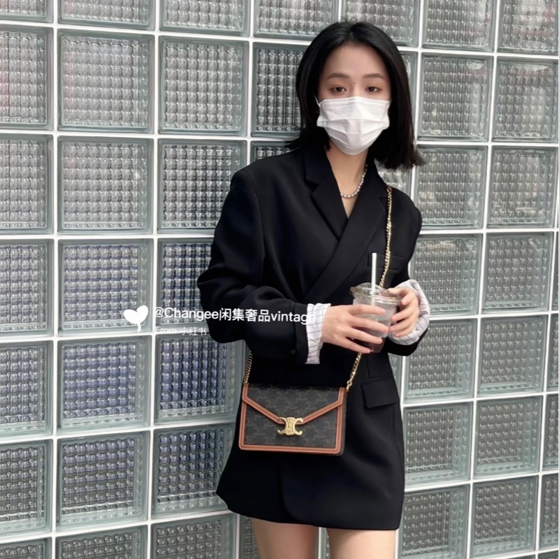 CELINE老花凱旋門woc 鏈條包信封包-2