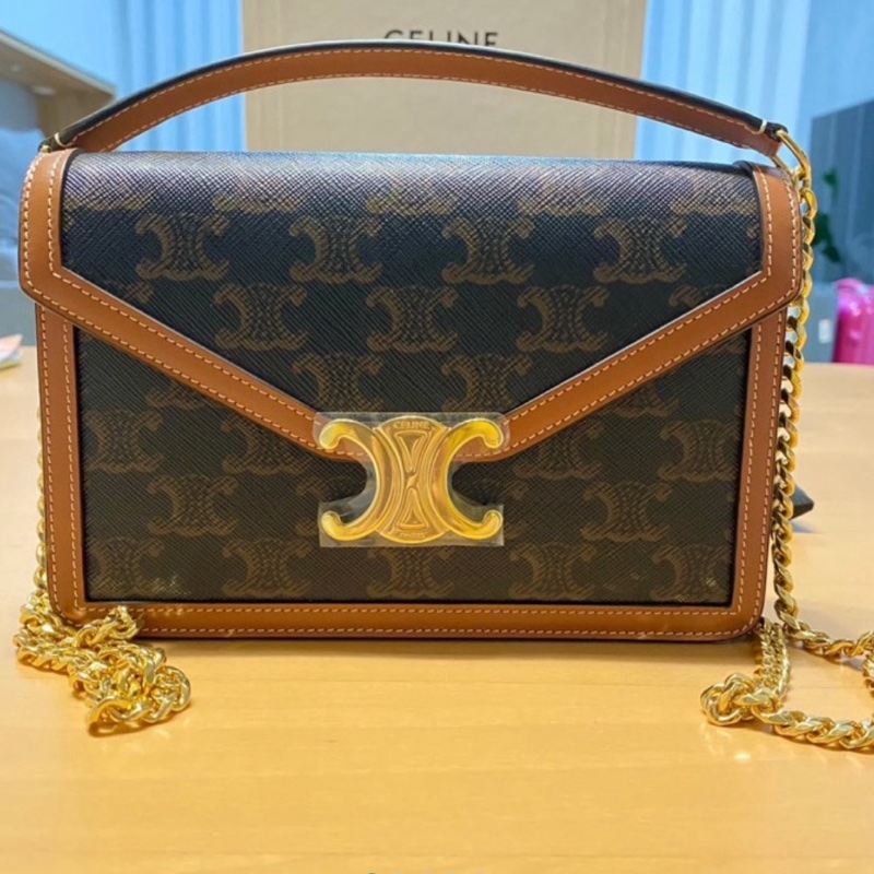 CELINE老花凱旋門woc 鏈條包信封包-3