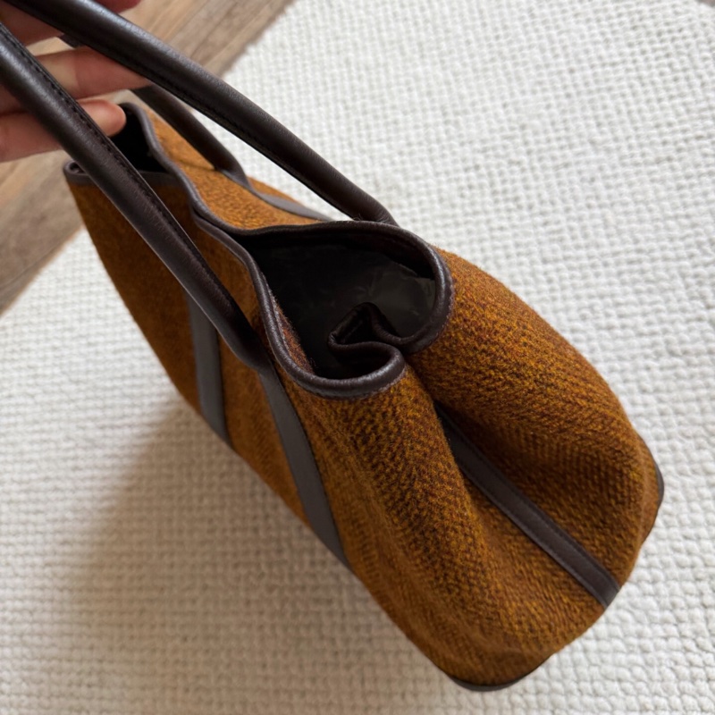 【98%新✨全網獨家】愛馬仕Hermes Garden Party 36 MM 毛呢花園包36焦糖色-4