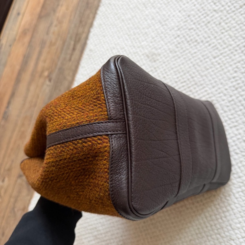 【98%新✨全網獨家】愛馬仕Hermes Garden Party 36 MM 毛呢花園包36焦糖色-6