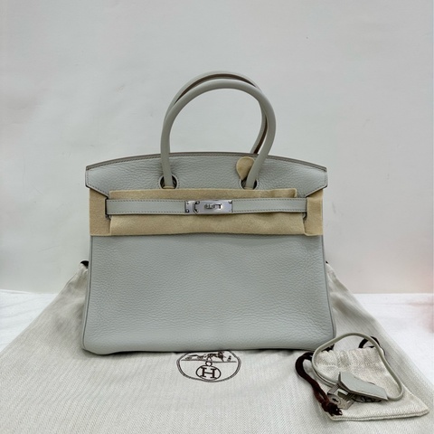 Hermes愛馬仕 birkin30珍珠灰銀扣togo皮 ，框O刻
