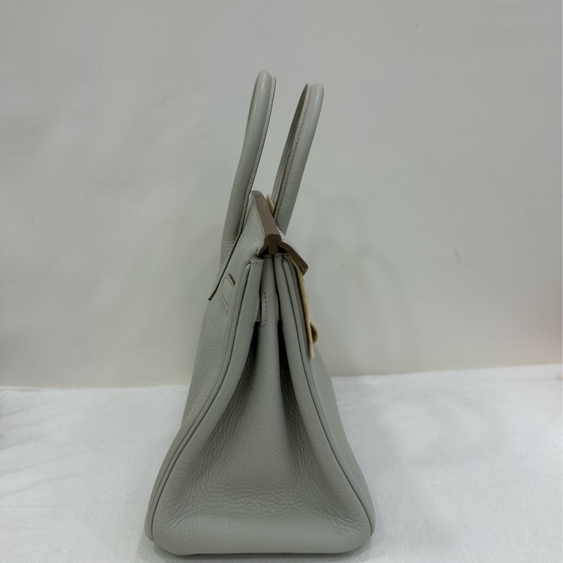 Hermes愛馬仕 birkin30珍珠灰銀扣togo皮 ，框O刻-3