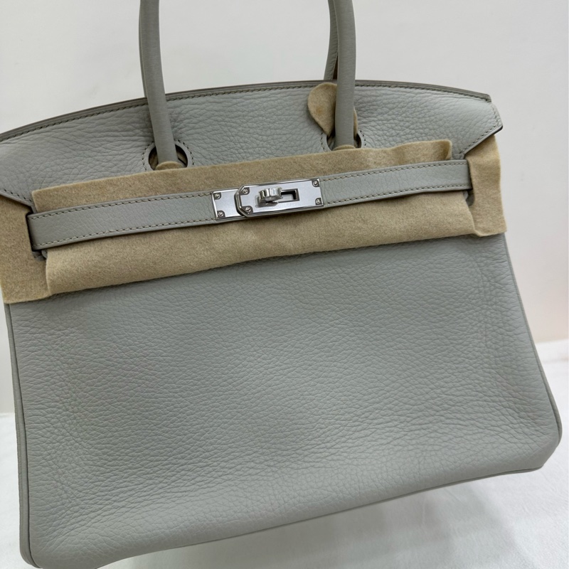 Hermes愛馬仕 birkin30珍珠灰銀扣togo皮 ，框O刻-6
