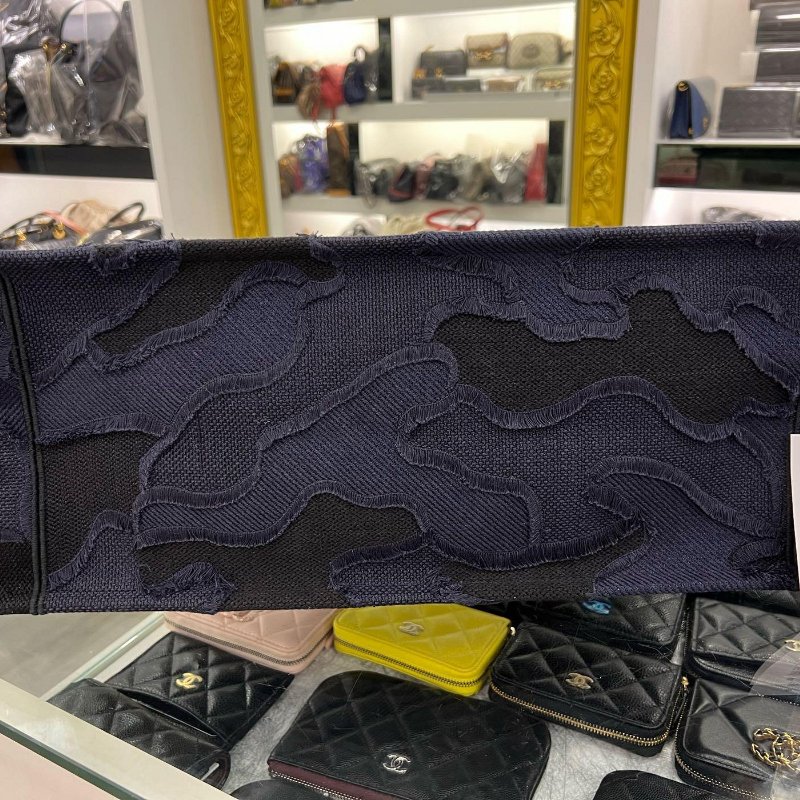 東區正精品㊣CHRISTIAN Dior Book Tote 深藍色拚黑色刺繡老花手提包大款 RZ4920-7