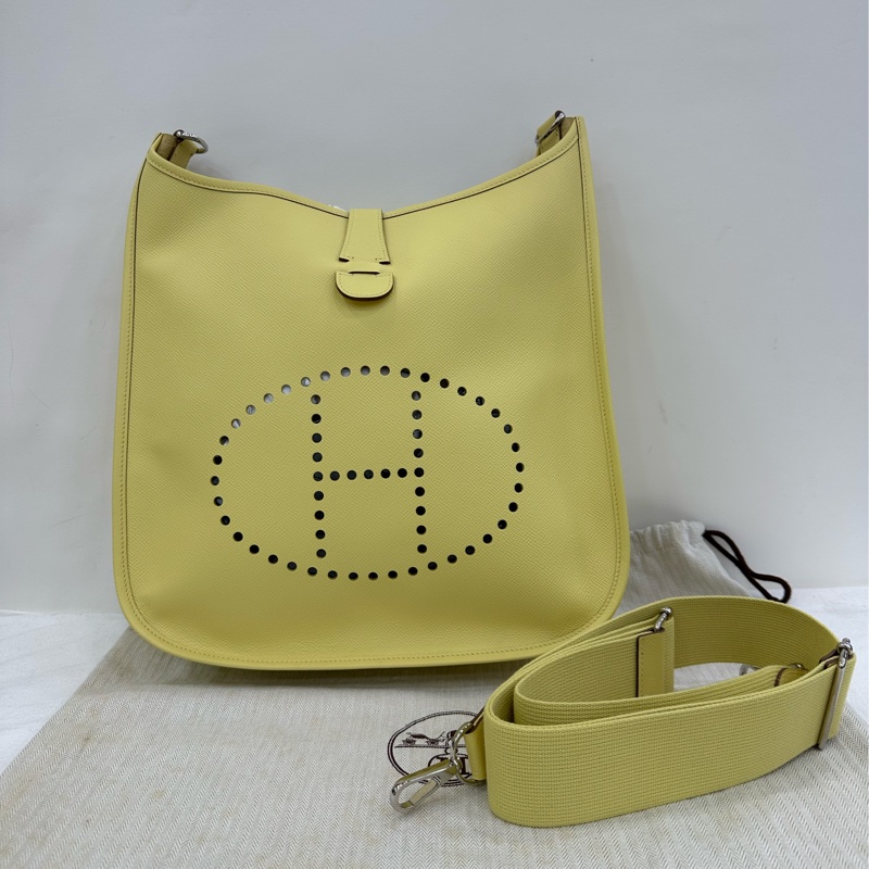 Hermes 愛馬仕 Evelyne 31 檸檬黃 epsom皮 T刻 99新-0
