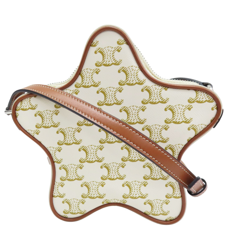 白色PVC塗層帆布 Etoile 星星 肩背包【CELINE 賽琳】 198763-0