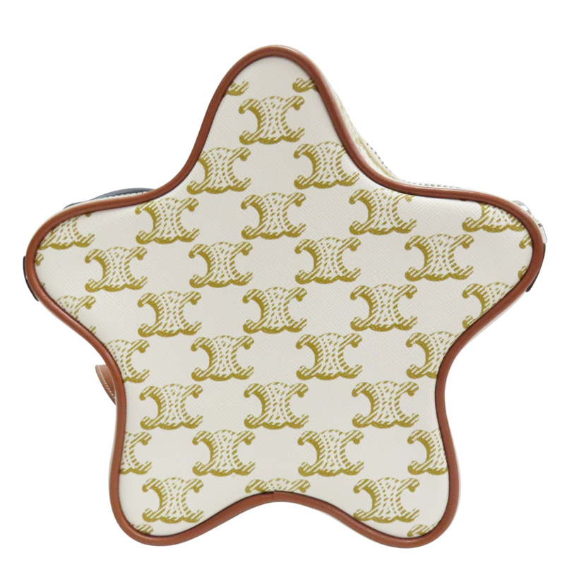 白色PVC塗層帆布 Etoile 星星 肩背包【CELINE 賽琳】 198763-1