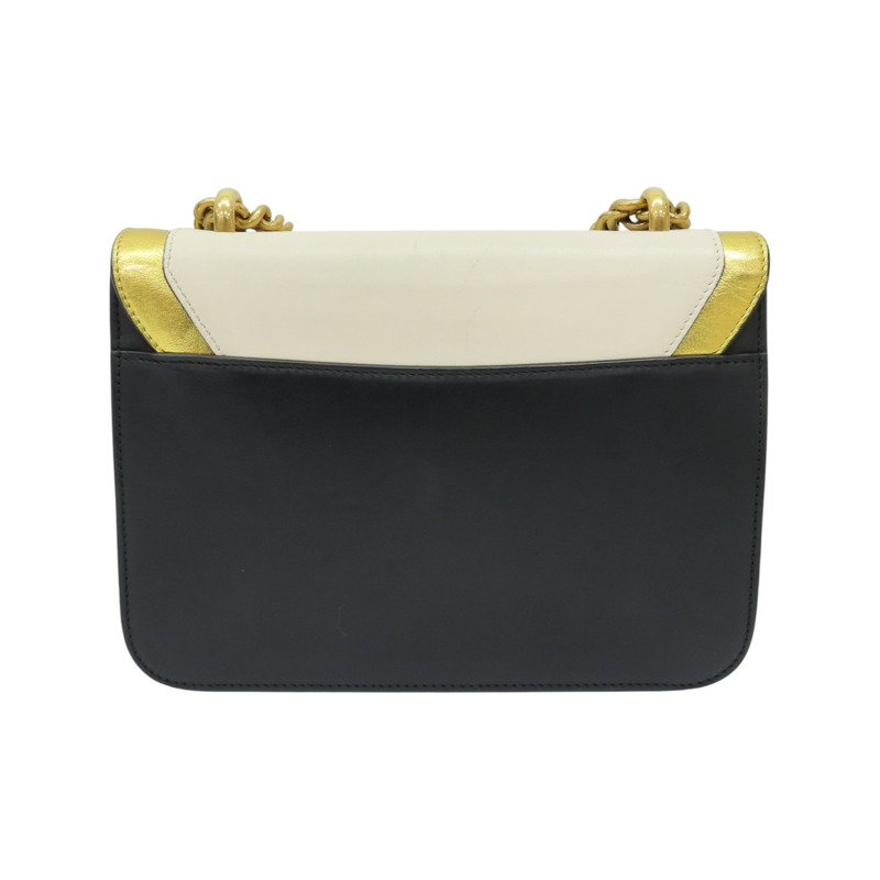 白/金/黑色 牛皮 Psdlock studded 肩背包 432282【GUCCI 古馳】 432282-1