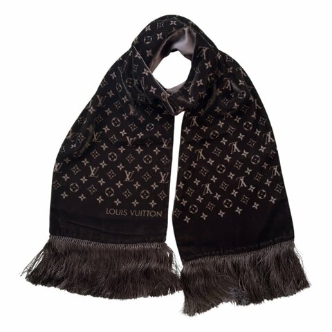 LOUIS VUITTON 老花 流蘇 圍巾