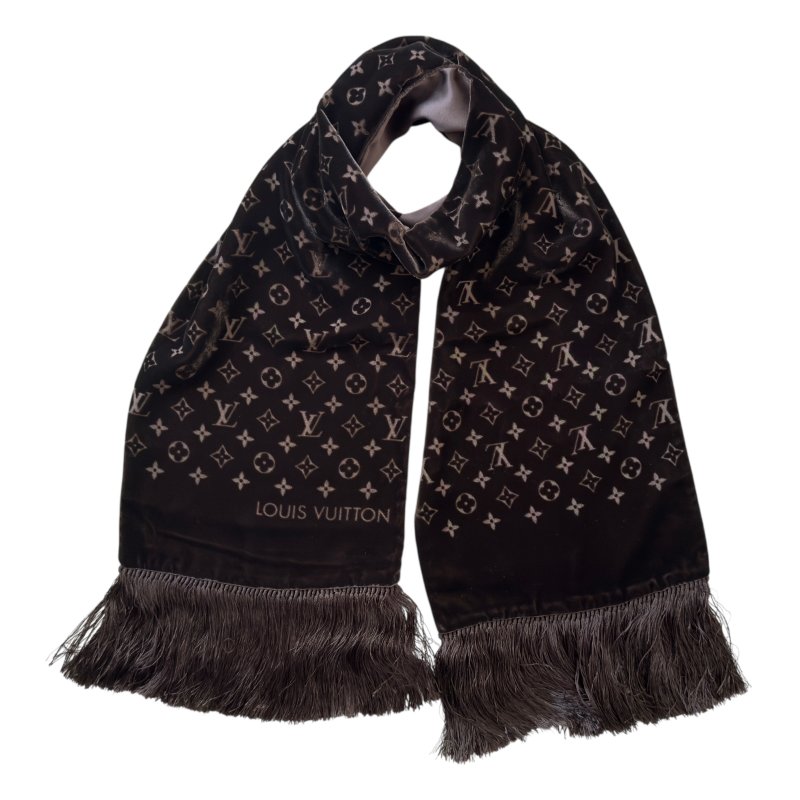 LOUIS VUITTON 老花 流蘇 圍巾-0