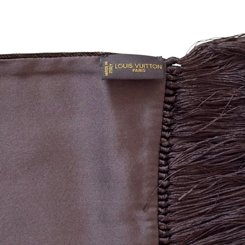 LOUIS VUITTON 老花 流蘇 圍巾-4