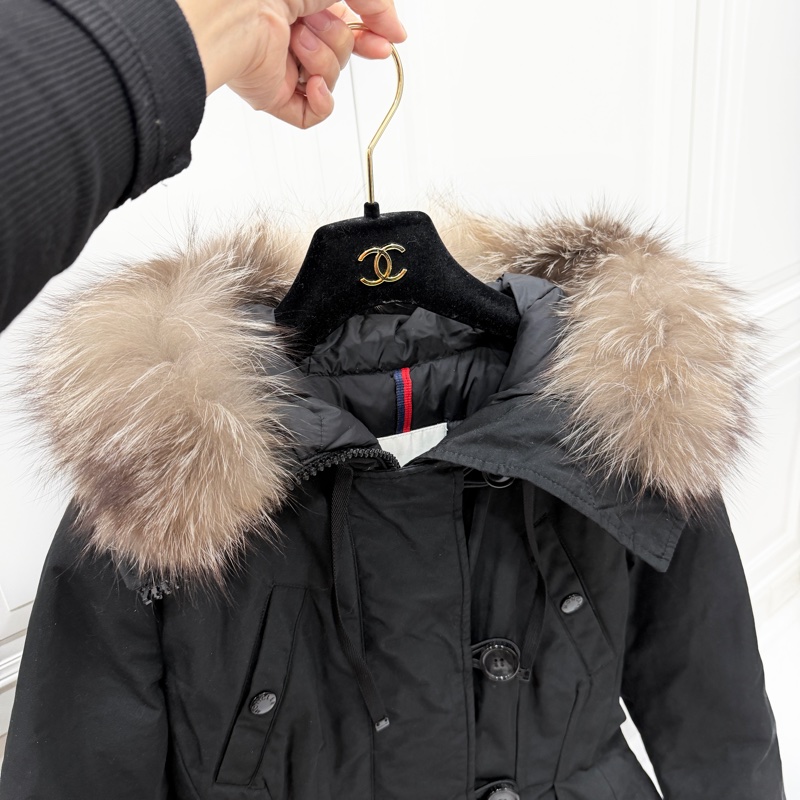 Moncler 黑色 毛領 長版 收腰 連帽 長版羽絨 羽絨外套 夾克 長版外套 外套-7