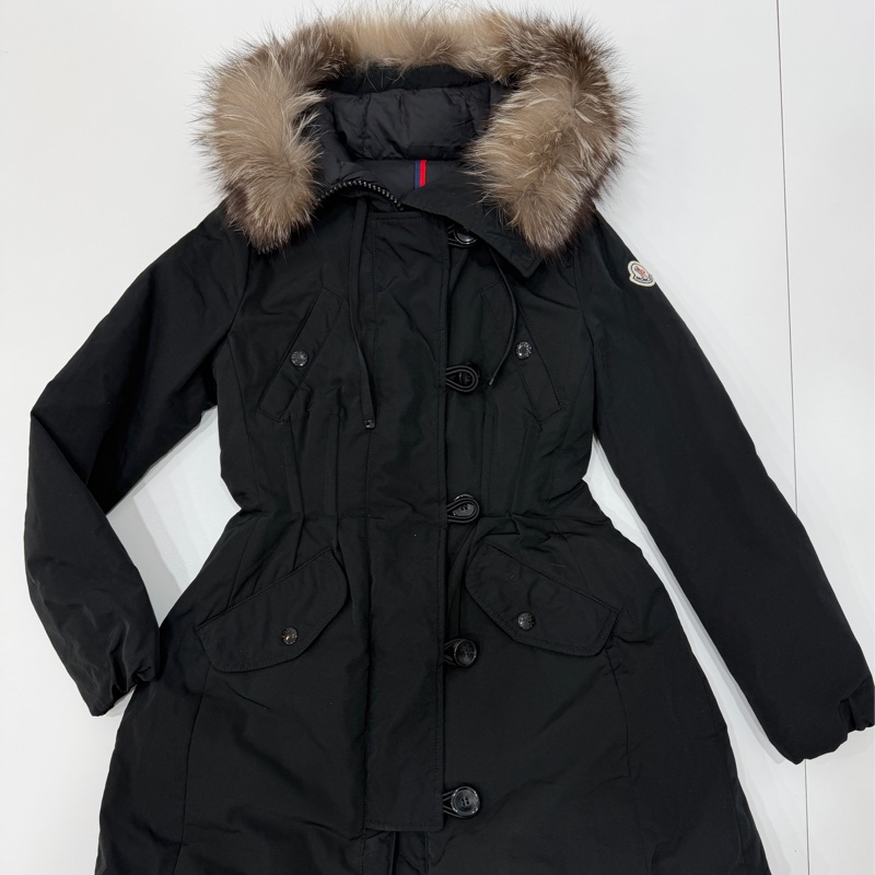 Moncler 黑色 毛領 長版 收腰 連帽 長版羽絨 羽絨外套 夾克 長版外套 外套-9