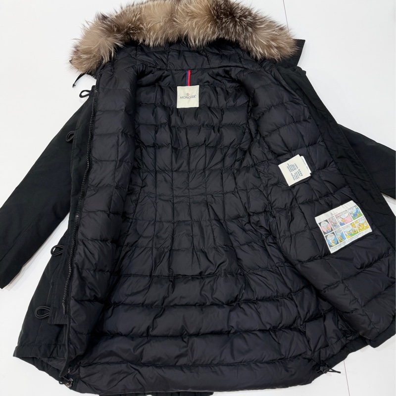 Moncler 黑色 毛領 長版 收腰 連帽 長版羽絨 羽絨外套 夾克 長版外套 外套-12