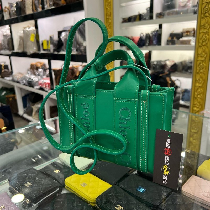 東區正精品㊣CHLOE MINI WOODY 全新迷你綠色皮革斜背包肩背包手提包 RZ4847-4