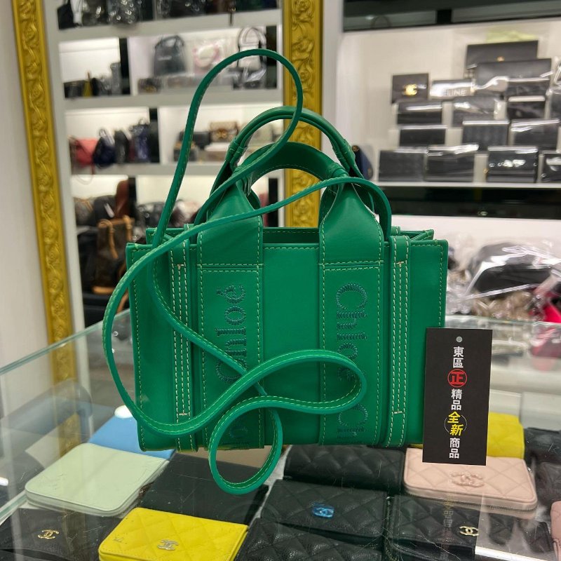 東區正精品㊣CHLOE MINI WOODY 全新迷你綠色皮革斜背包肩背包手提包 RZ4847-5