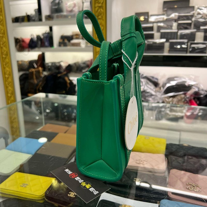 東區正精品㊣CHLOE MINI WOODY 全新迷你綠色皮革斜背包肩背包手提包 RZ4847-6
