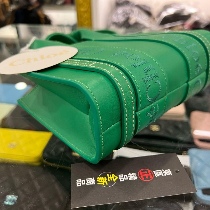 東區正精品㊣CHLOE MINI WOODY 全新迷你綠色皮革斜背包肩背包手提包 RZ4847-8