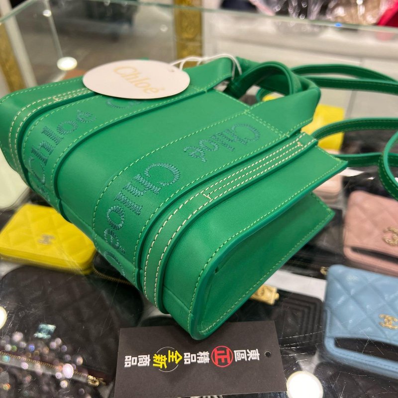 東區正精品㊣CHLOE MINI WOODY 全新迷你綠色皮革斜背包肩背包手提包 RZ4847-9