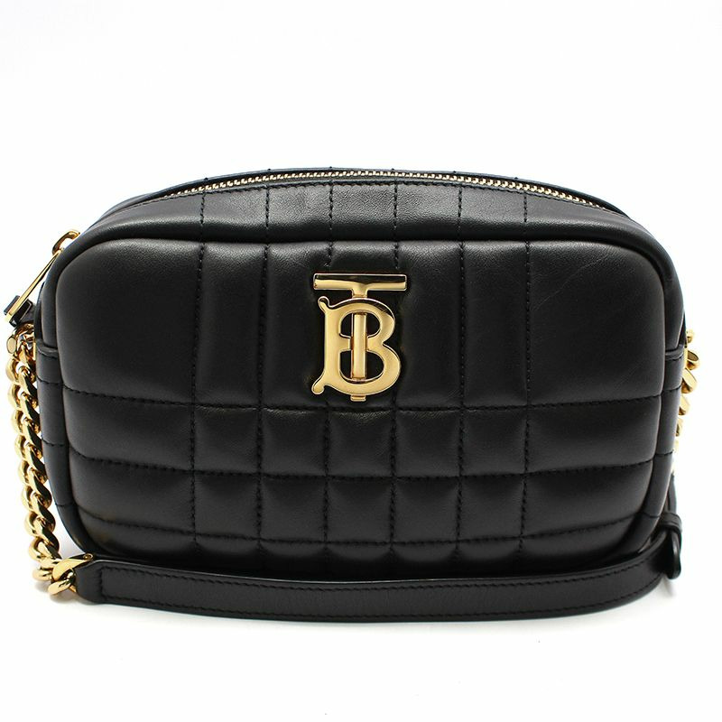 【包稅】BURBERRY 黑色皮革金色TB標誌Lola迷你相機斜背包-0