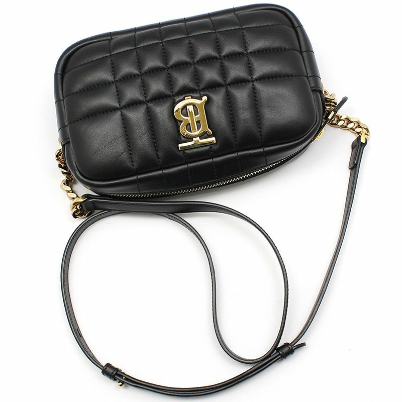 【包稅】BURBERRY 黑色皮革金色TB標誌Lola迷你相機斜背包-2