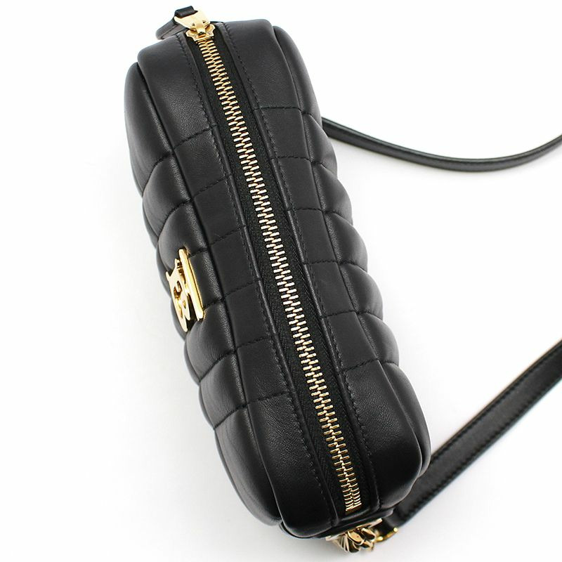 【包稅】BURBERRY 黑色皮革金色TB標誌Lola迷你相機斜背包-5