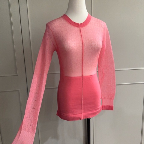 《新歡舊愛》正品LV路易威登糖果粉紅色半透係針織彈性上衣