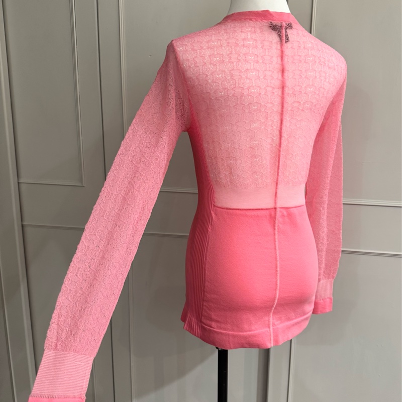 《新歡舊愛》正品LV路易威登糖果粉紅色半透係針織彈性上衣-3