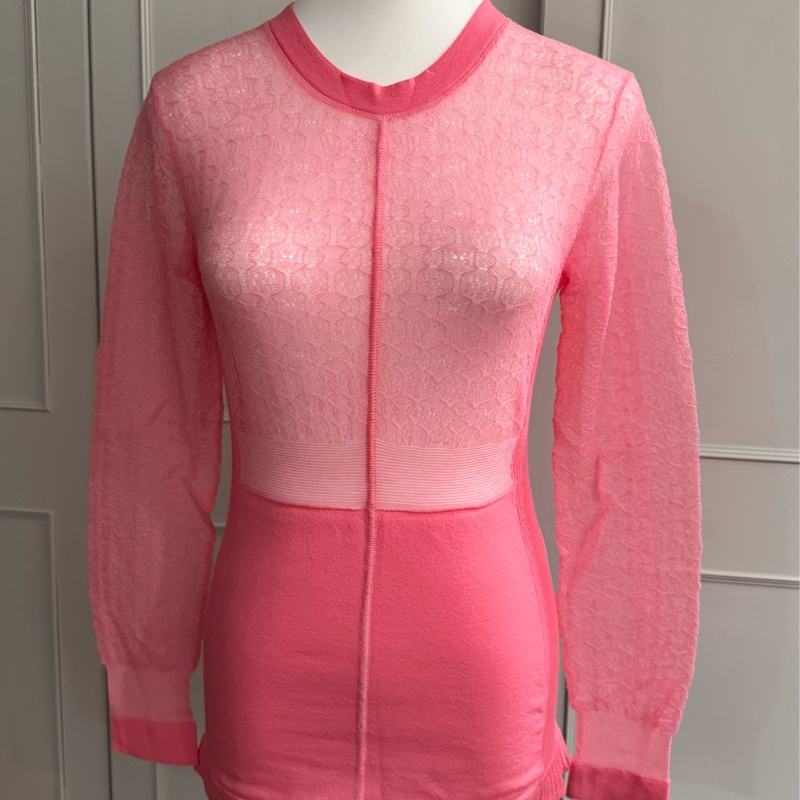 《新歡舊愛》正品LV路易威登糖果粉紅色半透係針織彈性上衣-6