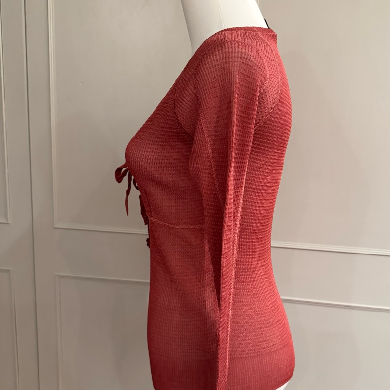 《新歡舊愛》正品LV路易威登暗紅色絲質針織上衣S-5