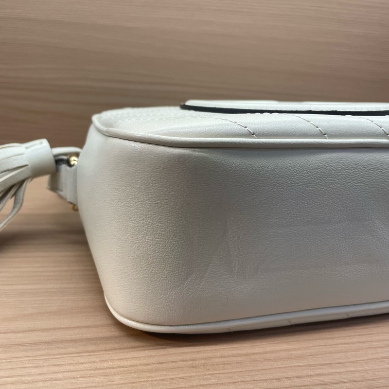 Gucci 新款 Blondie流苏相机包 白色全皮 双G大logo 容量大 复古时尚 男女都可以背  肩带可以调节  内购剪标 但不影响使用-5